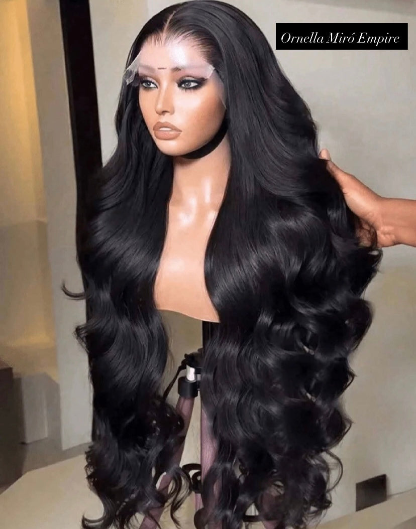 Luxury 200% Density HD Transparent Lace Front Body Wave Wig – Glueless with Baby Hair, Pre-Plucked Natural Hairline, Brazilian Human Hair Blend.
